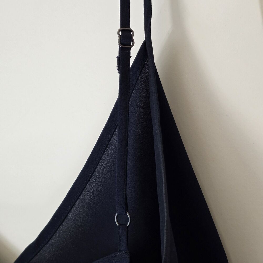 Polo Ralph Lauren Navy Midi Slip Dress Womens 14 Satin Minimal Elegant Evening - Picture 5 of 10